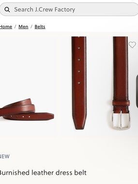 J. Crew Factory Burnished Brown Leather Dress Belt with Silver Buckle